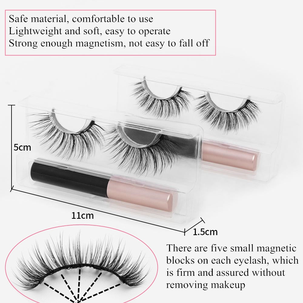 3D Mink Magnetic Eyelashes Waterproof Lasting Magnetic Eyeliner Magnet Mink Eyelashes Makeup Extension False Eyelashes