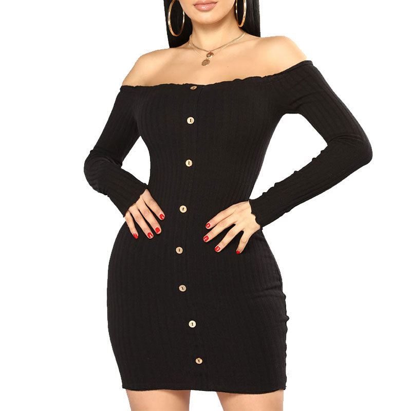 Sexy Off Shoulder Women Dress Slim Bodycon Dress Autumn Winter Knitted Elastic Sweater Dress Club Party Night Dresses Vestidos