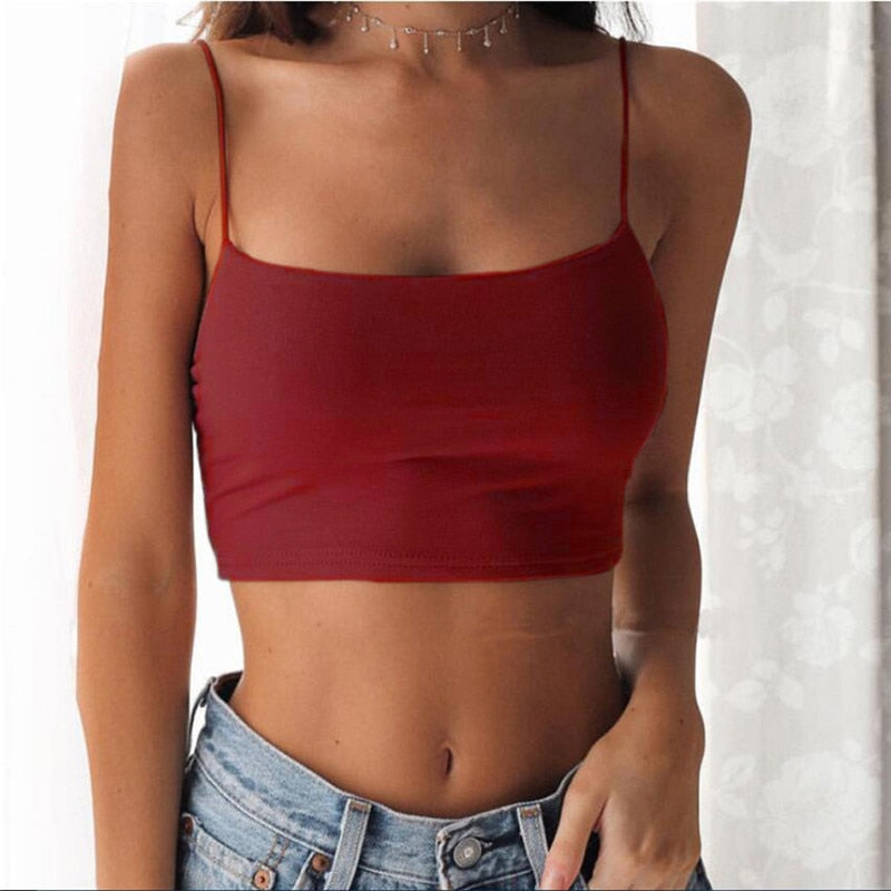 New Fashion Women Sexy Crop Tops Solid Summer Camis Women Casual Tank Tops Vest Sleeveless Crop Tops blusas